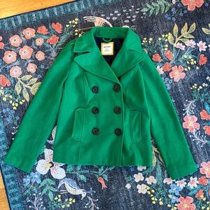 Green Wool Blend Pea Coat